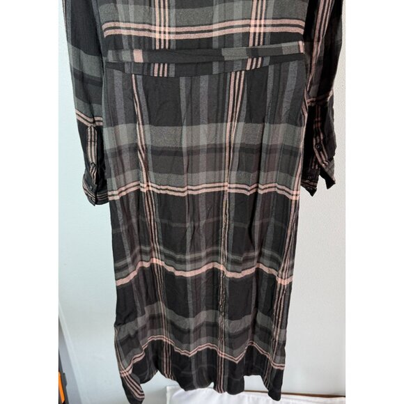 Universal Thread Plaid Flannel Button Down Dress Medium Belted Grunge Academia - Picture 7 of 13